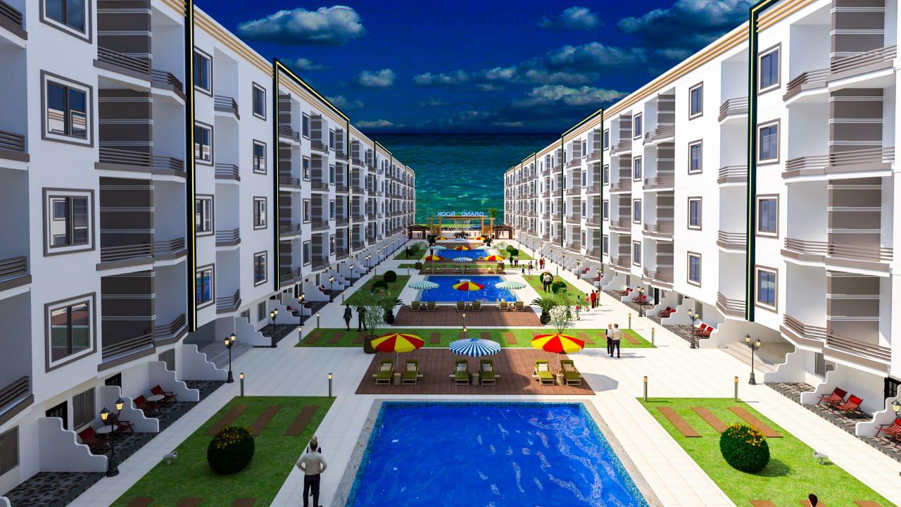 own your unit in Grand Rock Resort, first row, Al Mamsha El Seyahi, Hurghada Directly facing the sea.